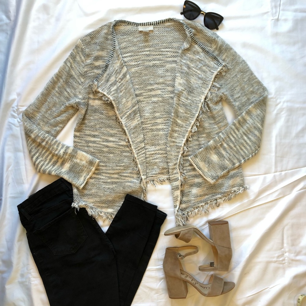 LOFT Outlet Fringe Knit Cardigan